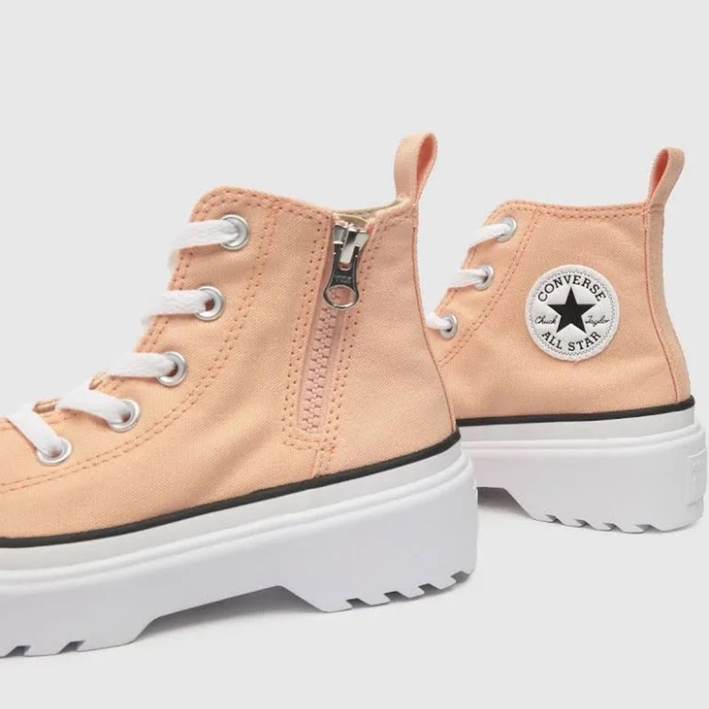 Converse | Women’s Peach All Star Lift Platform Side Zip Hi-Top Sneakers Sz 5.5 - Picture 3 of 16